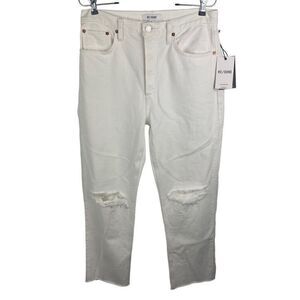 NWT Re/Done White Destroyed 70s Stove Pipe Jean 3WSTV27  Button Fly Size 28 $295